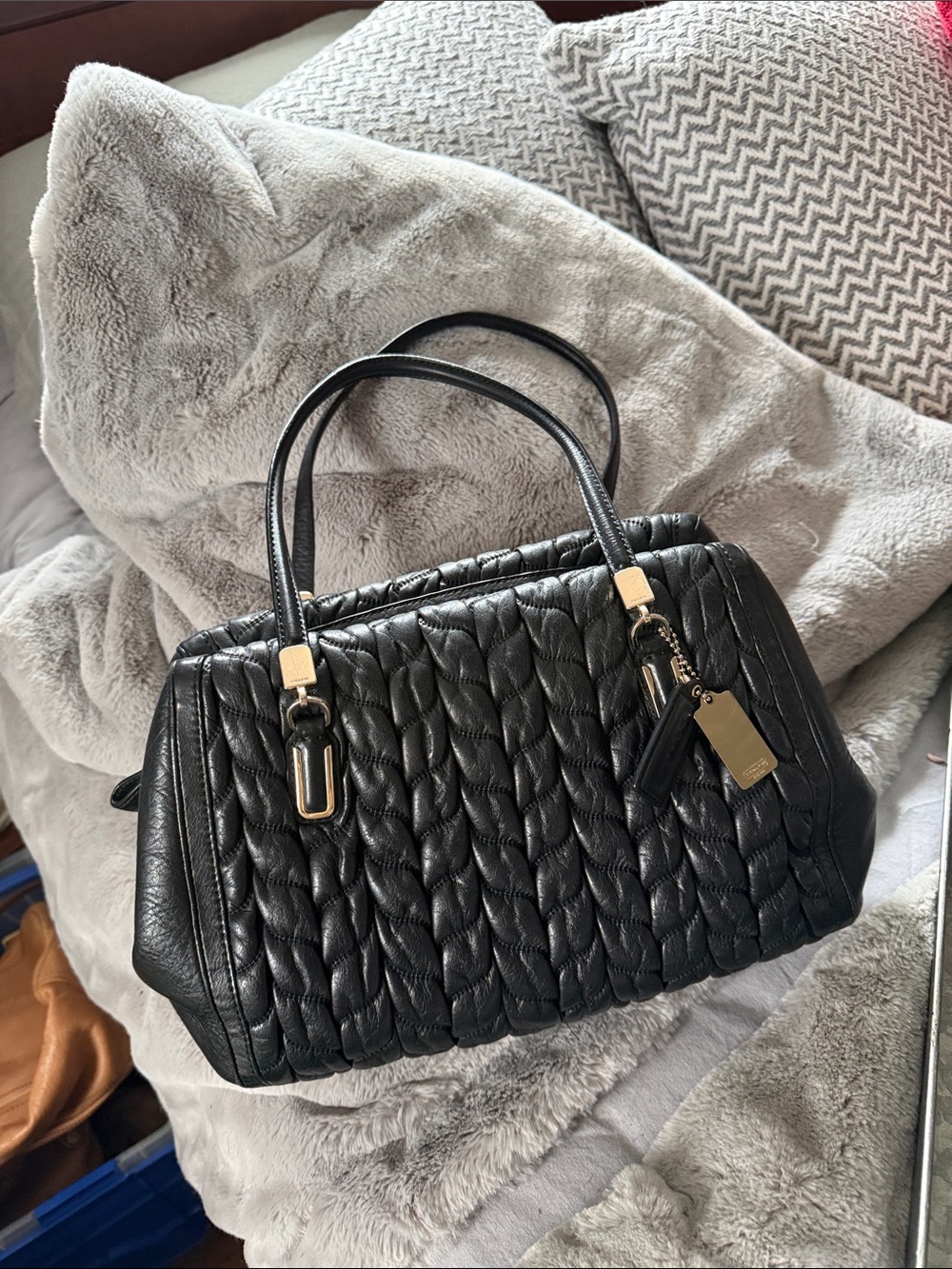 Coach black Quilted Leather Satchel Handbag - Designer Style